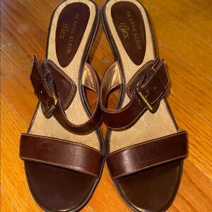 Anne Klein Dark Brown Slide Sandals